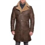 Reilly Suede Leather Fur Collar Brown Trench Coat