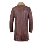 Reilly Suede Leather Fur Collar Brown Trench Coat