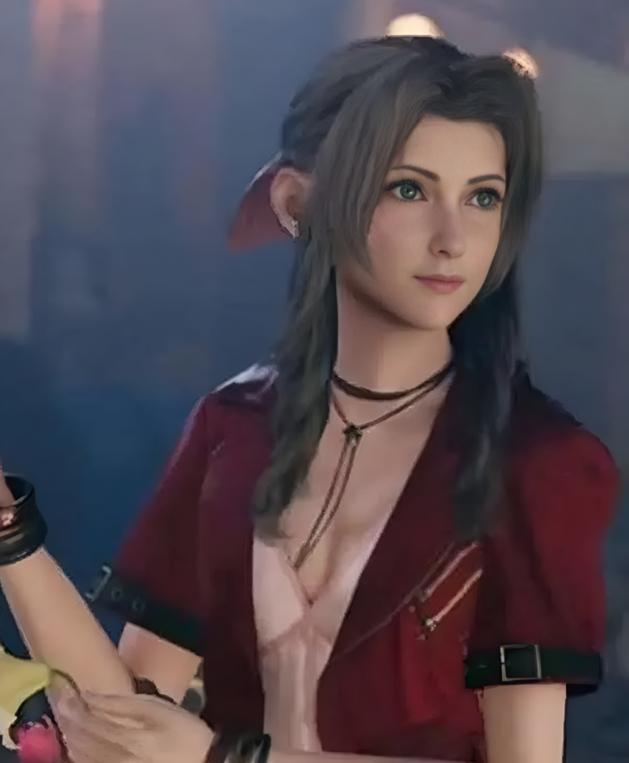 Remake Aerith Gainsborough Final Fantasy VII Cropped Red Jacket