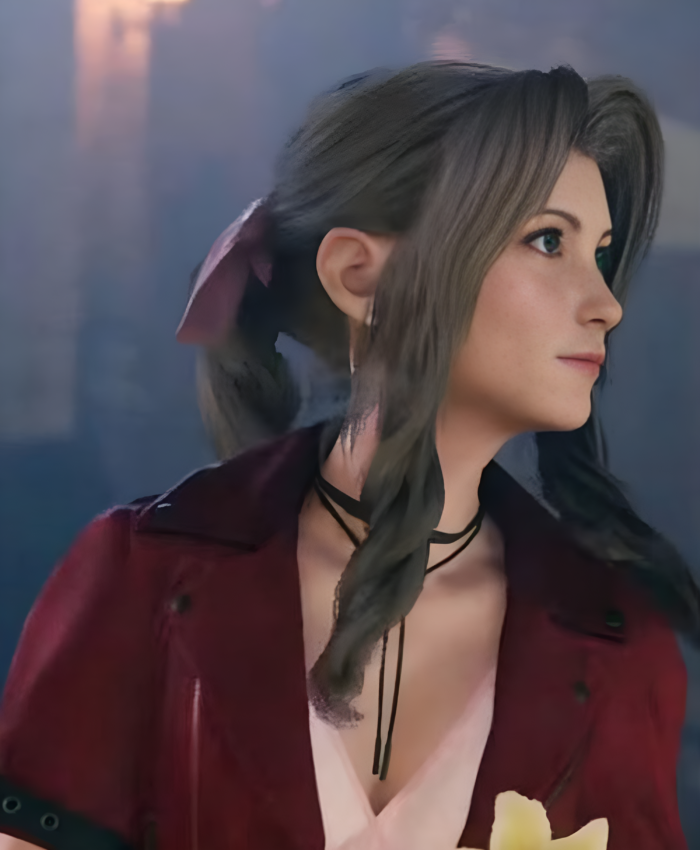 Remake Aerith Gainsborough Final Fantasy VII Cropped Red Jacket