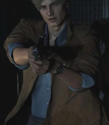 Resident Evil 2 Leon Scott Kennedy Brown Leather Jacket