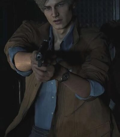 Resident Evil 2 Leon Scott Kennedy Brown Leather Jacket