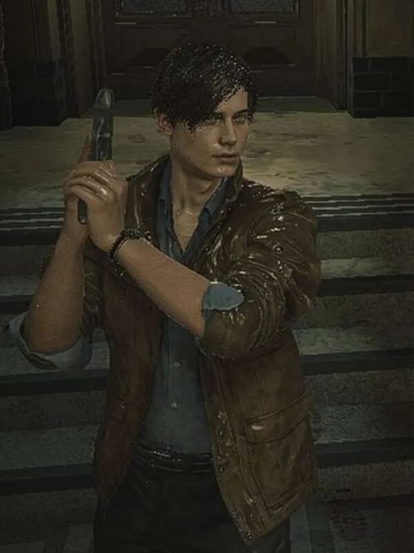 Resident Evil 2 Leon Scott Kennedy Brown Leather Jacket