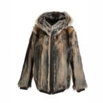 Reversible Black Leather Fox Fur Bomber Hood Jacket