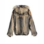 Reversible Black Leather Fox Fur Bomber Hood Jacket
