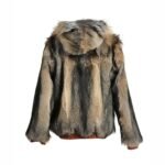 Reversible Fox Brown Leather Hooded Bomber Jacket