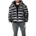 Reversible Hooded Chinchilla Leather Bomber Jacket