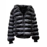 Reversible Hooded Chinchilla Leather Bomber Jacket