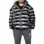 Reversible Hooded Chinchilla Leather Bomber Jacket