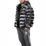 Reversible Hooded Chinchilla Leather Bomber Jacket