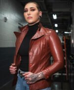 Rhea Ripley Brown Leather Jacket