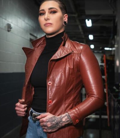 Rhea Ripley Brown Leather Jacket