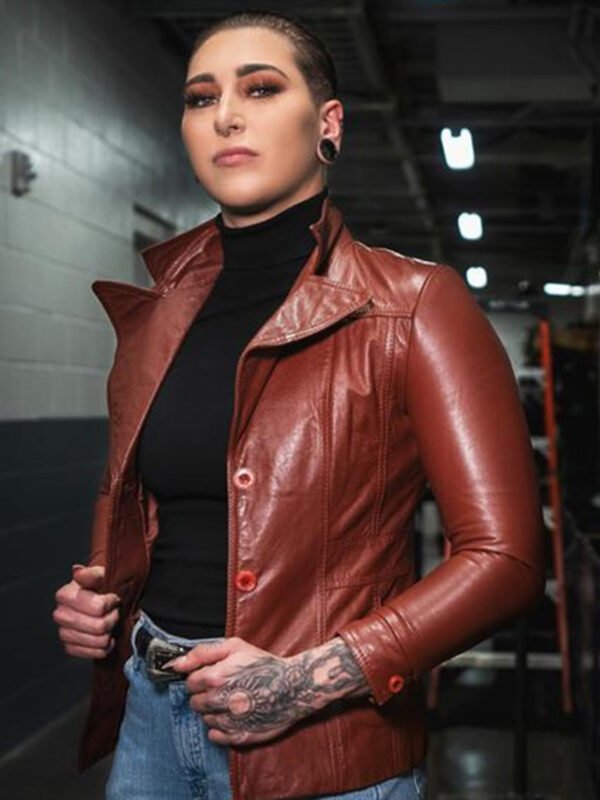 Rhea Ripley Brown Leather Jacket