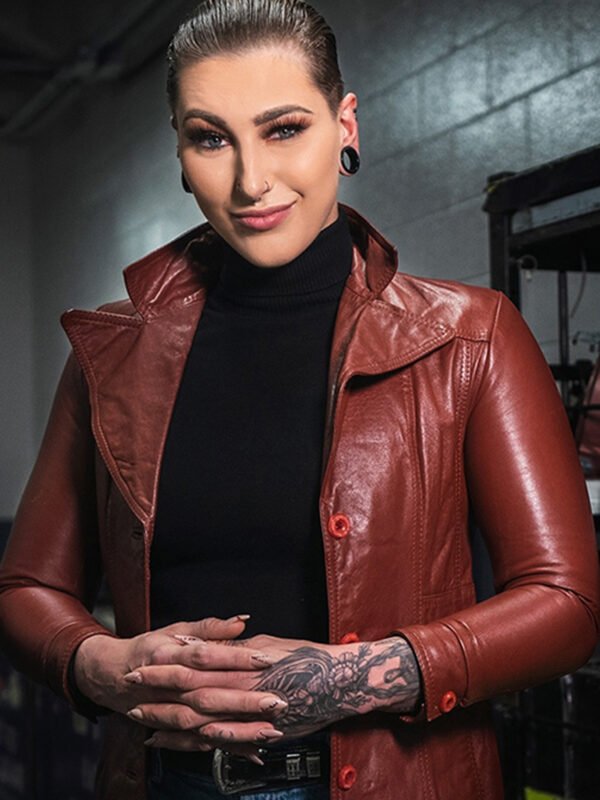 Rhea Ripley Brown Leather Jacket