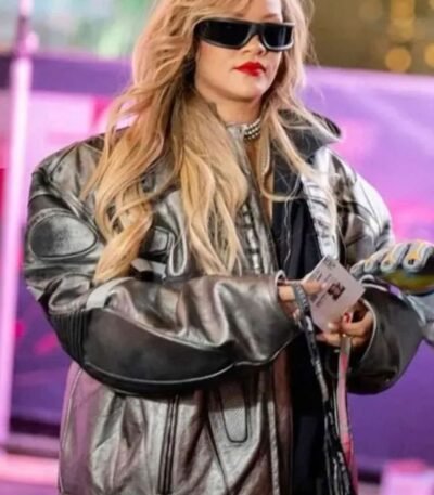 Rihanna F1 Las Vegas Grand Prix Racing Leather Jacket