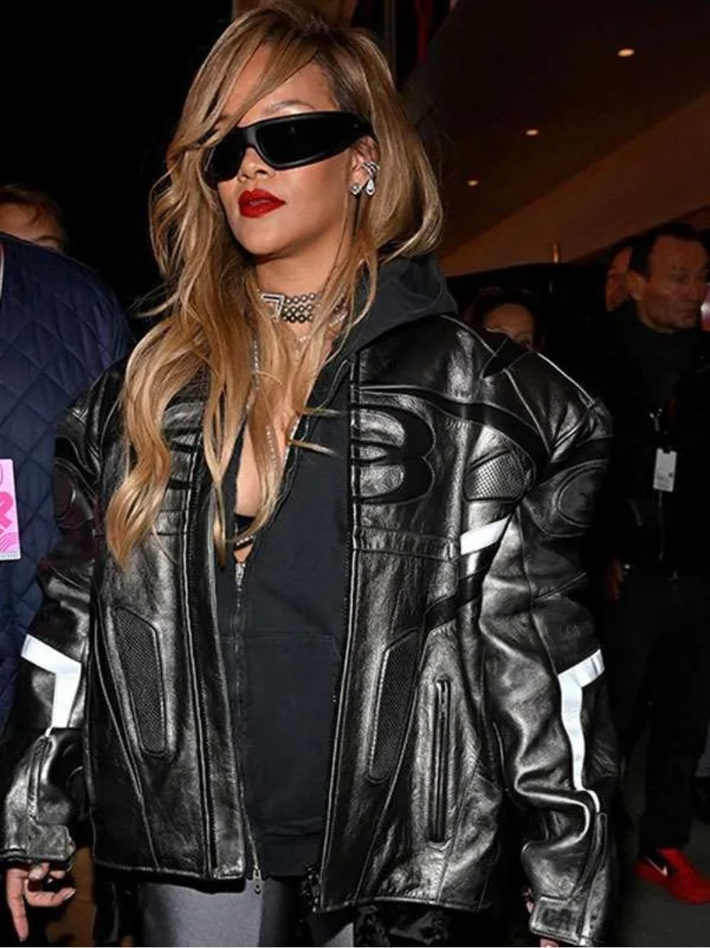 Rihanna F1 Las Vegas Grand Prix Racing Leather Jacket Rihanna F1 Las Vegas Grand Prix Racing Leather Jacket