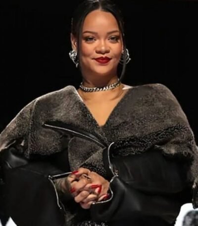 Rihanna Halftime Show 2023 Fur Leather Jacket