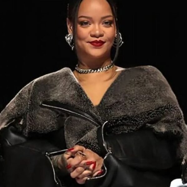 Rihanna Halftime Show 2023 Fur Leather Jacket