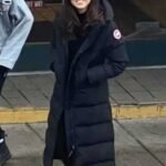 Riley Johnson Happiest Season Black Puffer Hooded Coat