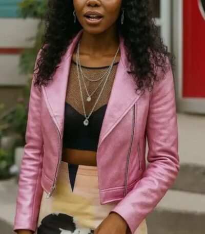 Riverdale S05 Ashleigh Murray Pink Biker Leather Jacket