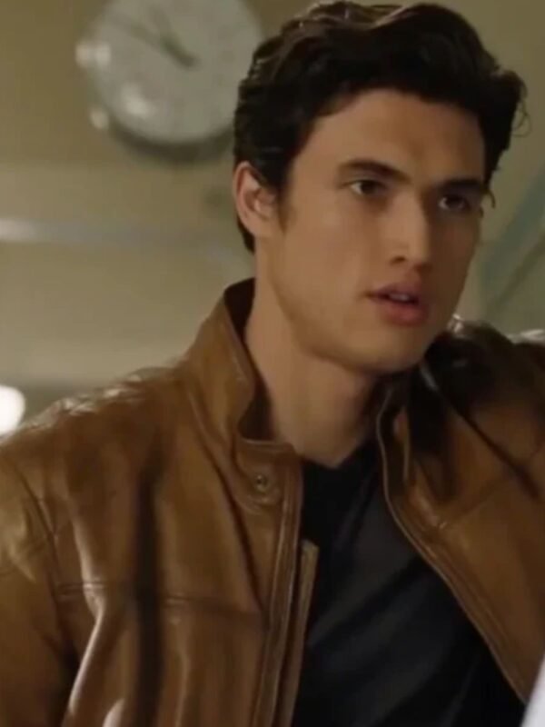 Riverdale S3 Charles Melton Brown Cafe Racer Leather Jacket