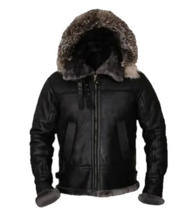 Robert All Black Shearling B3 Parka Jacket