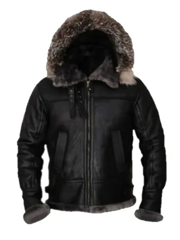 Robert All Black Shearling B3 Parka Jacket