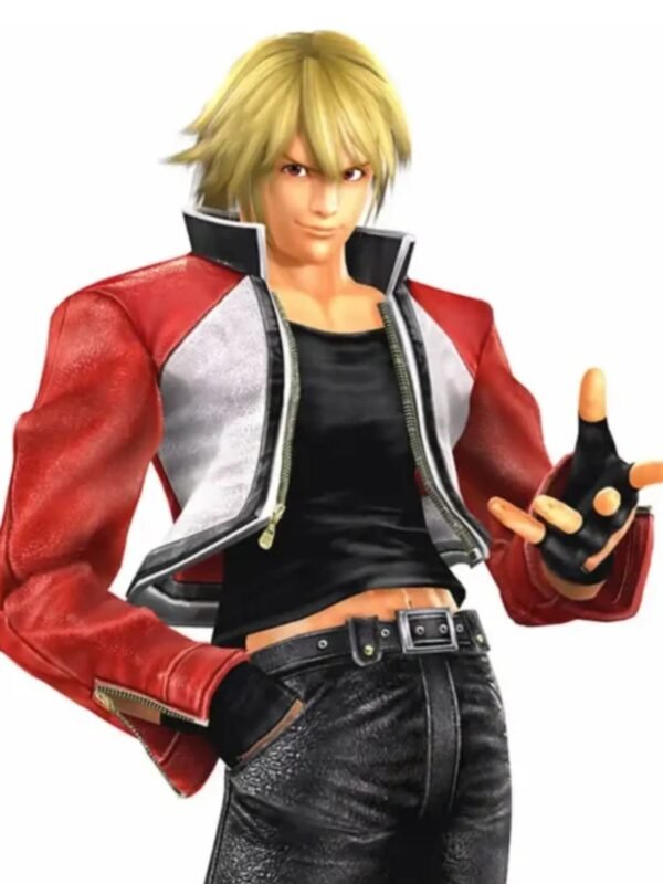 Rock Howard King of Fighters XIV White and Red Leather Jacket