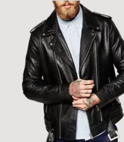 Rodey Black Biker Leather Jacket