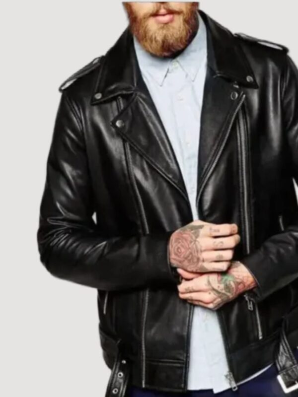 Rodey Black Biker Leather Jacket