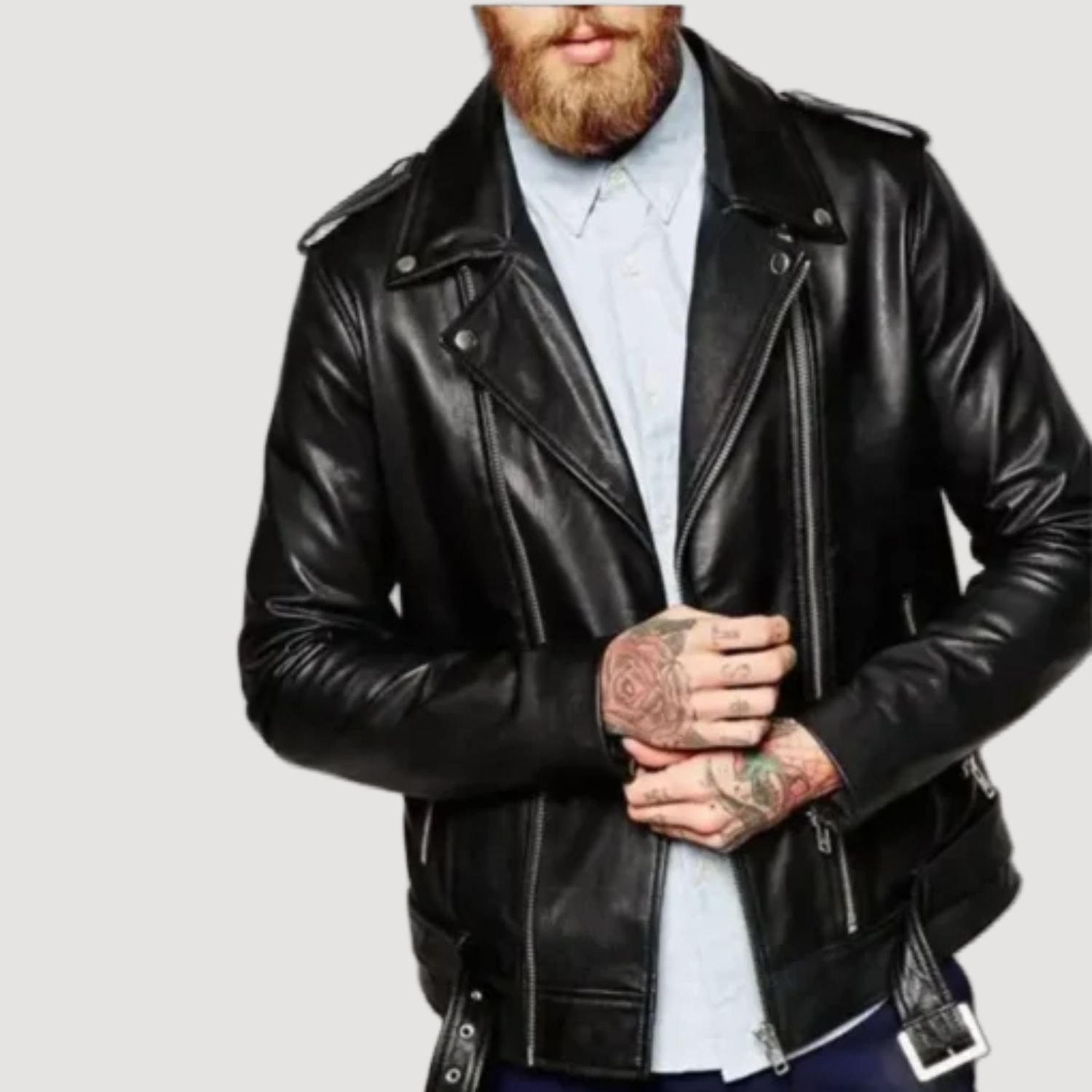 Rodey Black Biker Leather Jacket Rodey Black Biker Leather Jacket