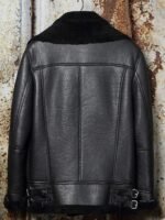 Rogers Double Collar Biker Aviator Black Leather Jacket