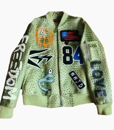 Ron Bass Kinging Olive Green Leather Jacket