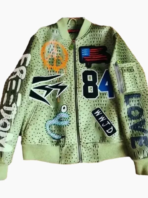 Ron Bass Kinging Olive Green Leather Jacket