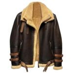Ronald Double Belted Cuffs Collar Brown Shearling Jacket