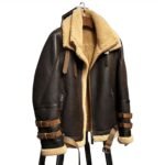 Ronald Double Belted Cuffs Collar Brown Shearling Jacket