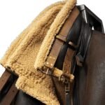 Ronald Double Belted Cuffs Collar Brown Shearling Jacket