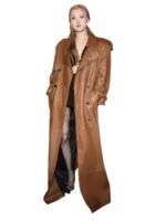 Rosé Chocolate Leather Trench Coat
