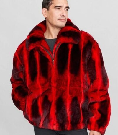 Rowan Mink Fur Red And Black Coat