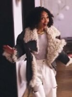 Ruth Negga Good Grief 2023 Black Sherpa Jacket