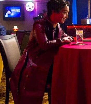 Ruth Negga Preacher Maroon Leather Coat