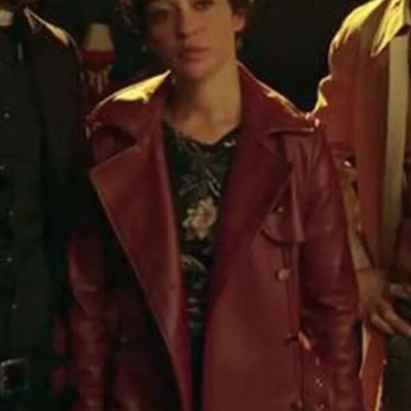 Ruth Negga Preacher Maroon Leather Coat