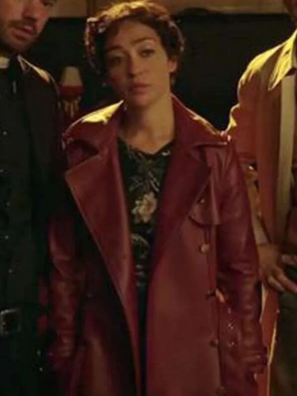 Ruth Negga Preacher Maroon Leather Coat