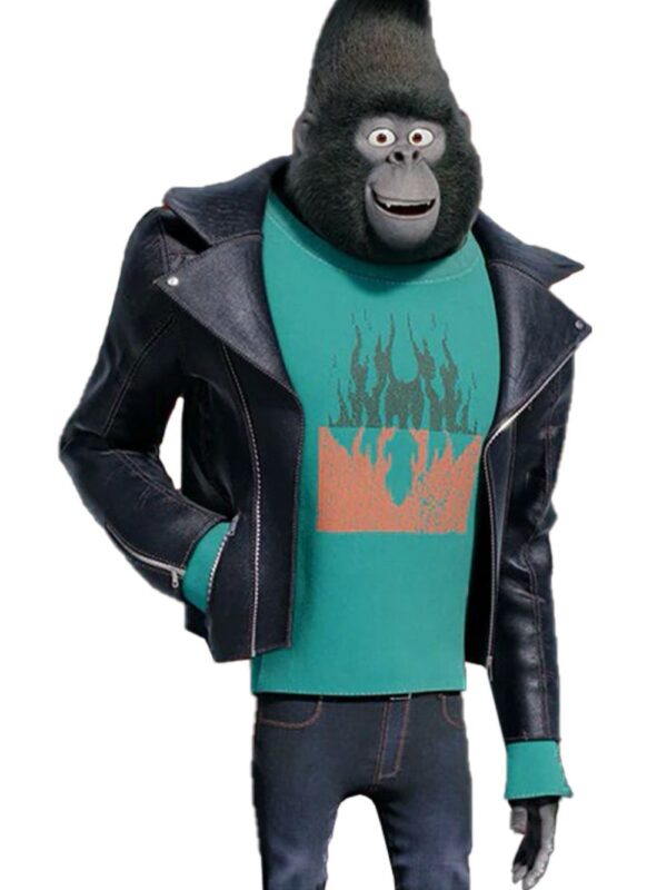 SING 2 Johnny Black Leather Motorcycle Jacket