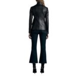 SMya Braun lade Slim Black Leather Coat