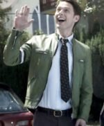 Samuel Barnett Dirk Gently Green Leather Jacket