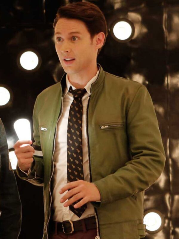 Samuel Barnett Dirk Gently Green Leather Jacket