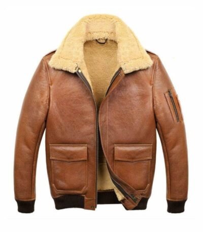 Samuel Tan Brown Shearling SF Bomber Leather Jacket