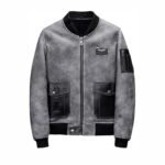 Sanchez Distressed Black Suede Leather MA-1 Bomber Jacket