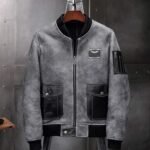 Sanchez Distressed Black Suede Leather MA-1 Bomber Jacket